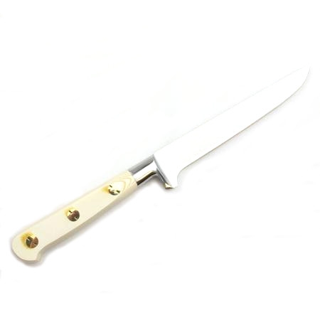 Boning Knife – 5″/13cm  Carbon Steel White Micarta Handle